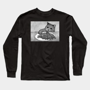 Cat Loves Coffee Long Sleeve T-Shirt